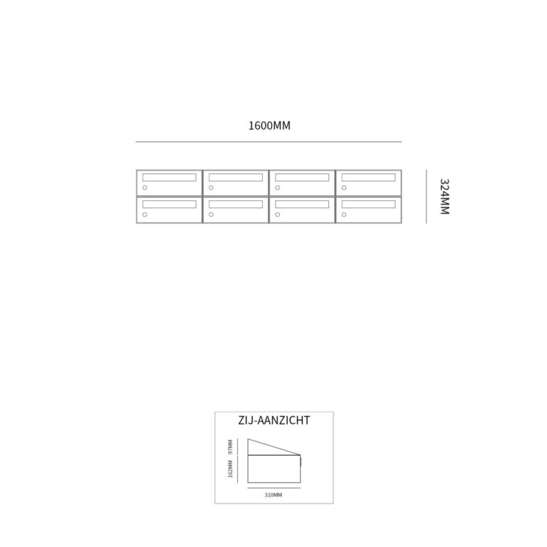 Postkastunit Hive set Antraciet 4-breed x 2-hoog - 40030065_4x2 - Deurbeslag-en-meer.nl