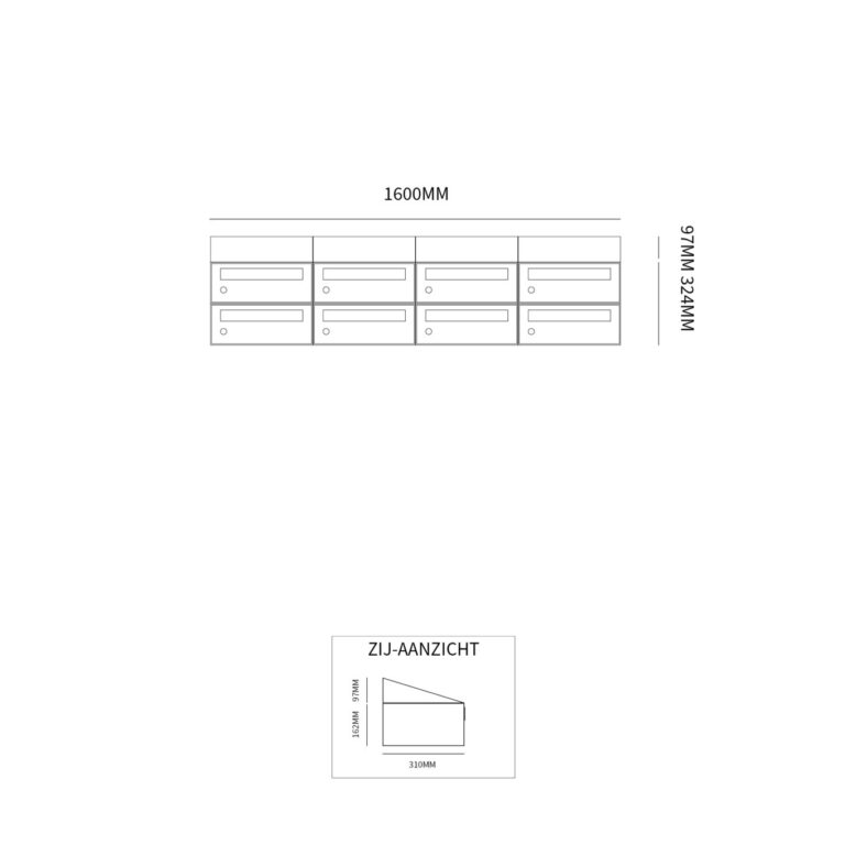 Postkastunit Hive set Antraciet 4-breed x 2-hoog met dak - 40030065_4x2d - Deurbeslag-en-meer.nl