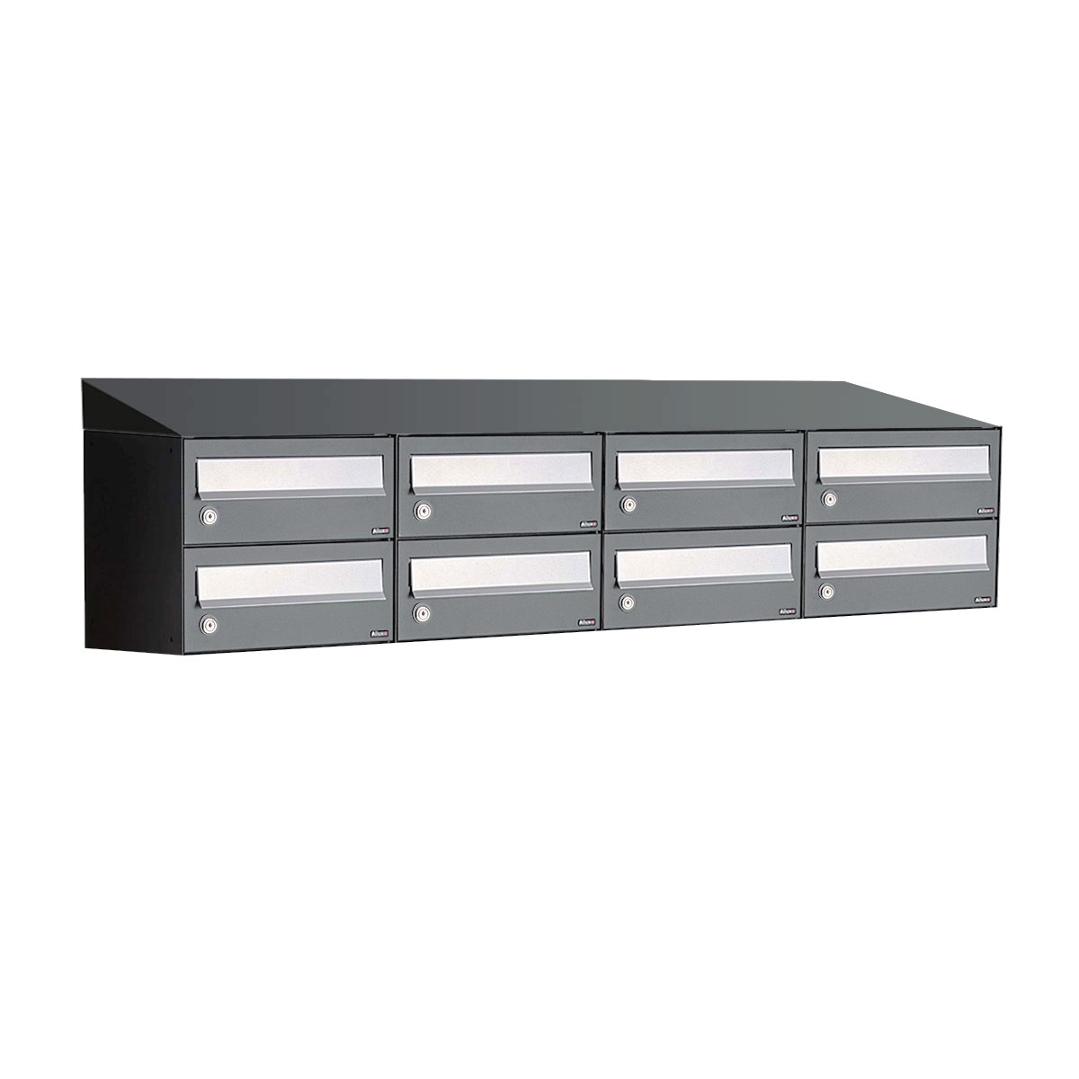 Postkastunit Hive set Antraciet 4-breed x 2-hoog met dak - 40030065_4x2d - Deurbeslag-en-meer.nl