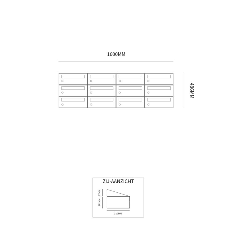 Postkastunit Hive set Antraciet 4-breed x 3-hoog - 40030065_4x3 - Deurbeslag-en-meer.nl