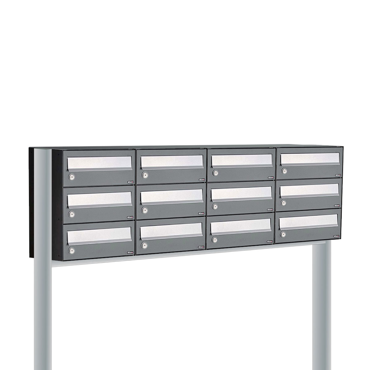 Postkastunit Hive set Antraciet 4-breed x 3-hoog met statief - 40030065_4x3s - Deurbeslag-en-meer.nl