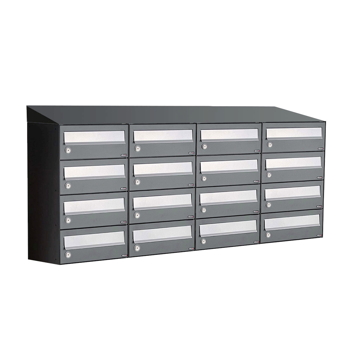 Postkastunit Hive set Antraciet 4-breed x 4-hoog met dak - 40030065_4x4d - Deurbeslag-en-meer.nl