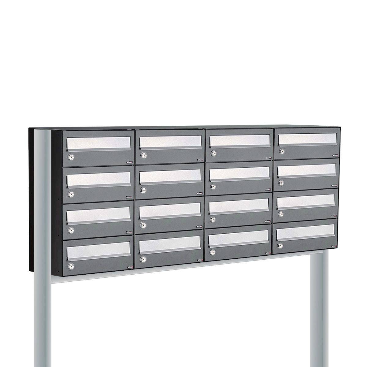 Postkastunit Hive set Antraciet 4-breed x 4-hoog met statief - 40030065_4x4s - Deurbeslag-en-meer.nl