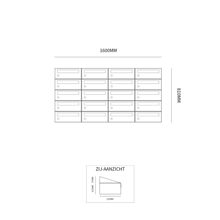 Postkastunit Hive set Antraciet 4-breed x 5-hoog - 40030065_4x5 - Deurbeslag-en-meer.nl