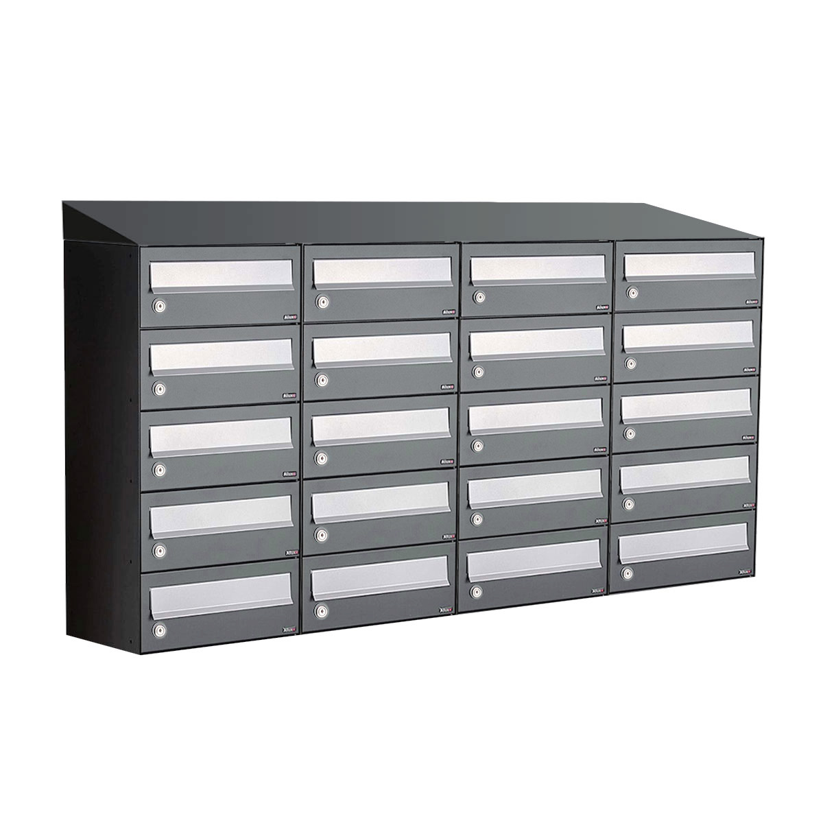 Postkastunit Hive set Antraciet 4-breed x 5-hoog met dak - 40030065_4x5d - Deurbeslag-en-meer.nl