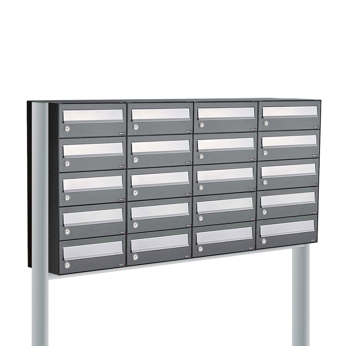 Postkastunit Hive set Antraciet 4-breed x 5-hoog met statief - 40030065_4x5s - Deurbeslag-en-meer.nl