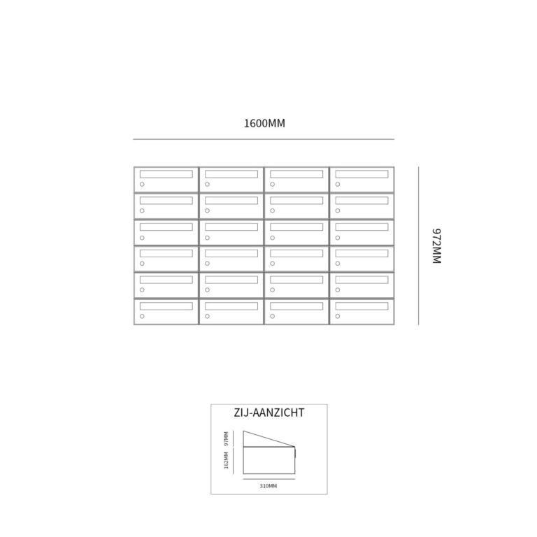 Postkastunit Hive set Antraciet 4-breed x 6-hoog - 40030065_4x6 - Deurbeslag-en-meer.nl