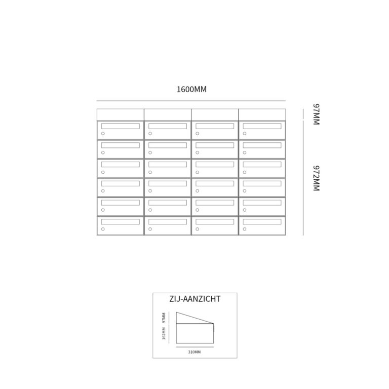 Postkastunit Hive set Antraciet 4-breed x 6-hoog met dak - 40030065_4x6d - Deurbeslag-en-meer.nl