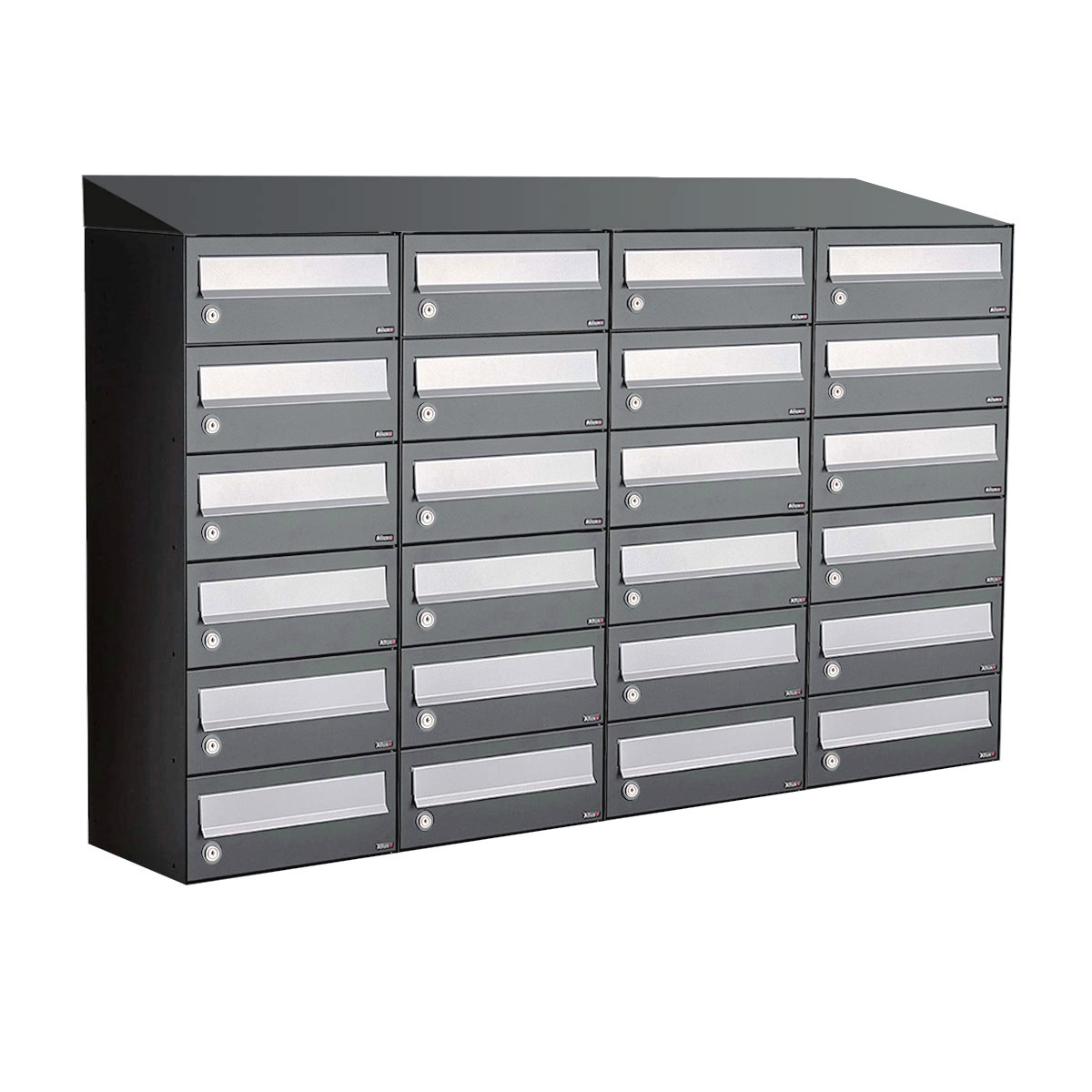 Postkastunit Hive set Antraciet 4-breed x 6-hoog met dak - 40030065_4x6d - Deurbeslag-en-meer.nl