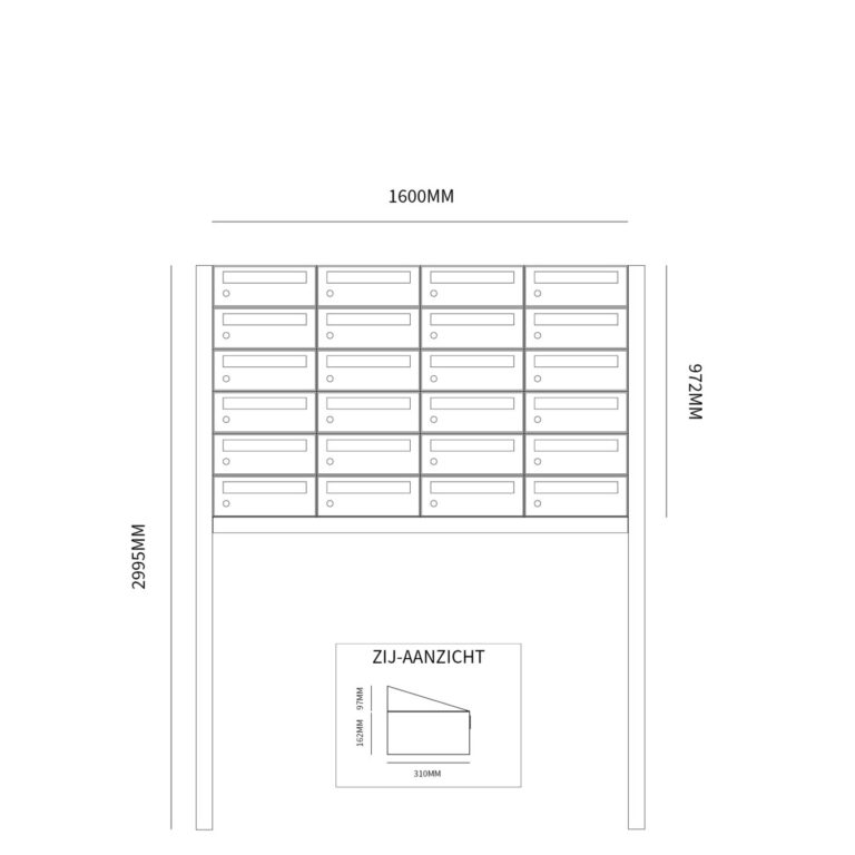 Postkastunit Hive set Antraciet 4-breed x 6-hoog met statief - 40030065_4x6s - Deurbeslag-en-meer.nl