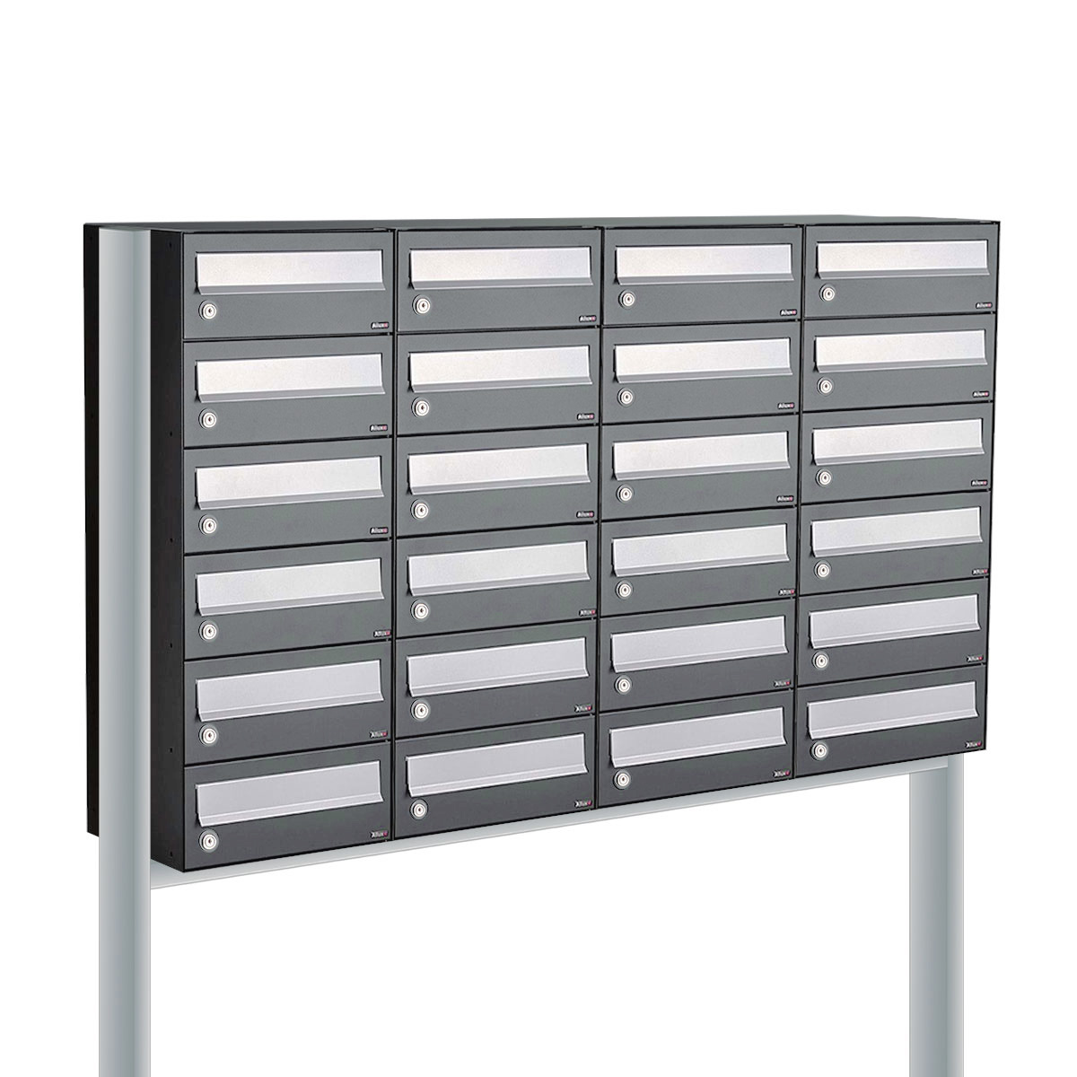 Postkastunit Hive set Antraciet 4-breed x 6-hoog met statief - 40030065_4x6s - Deurbeslag-en-meer.nl