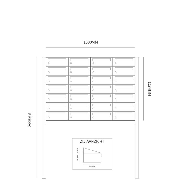 Postkastunit Hive set Antraciet 4-breed x 7-hoog met statief - 40030065_4x7s - Deurbeslag-en-meer.nl