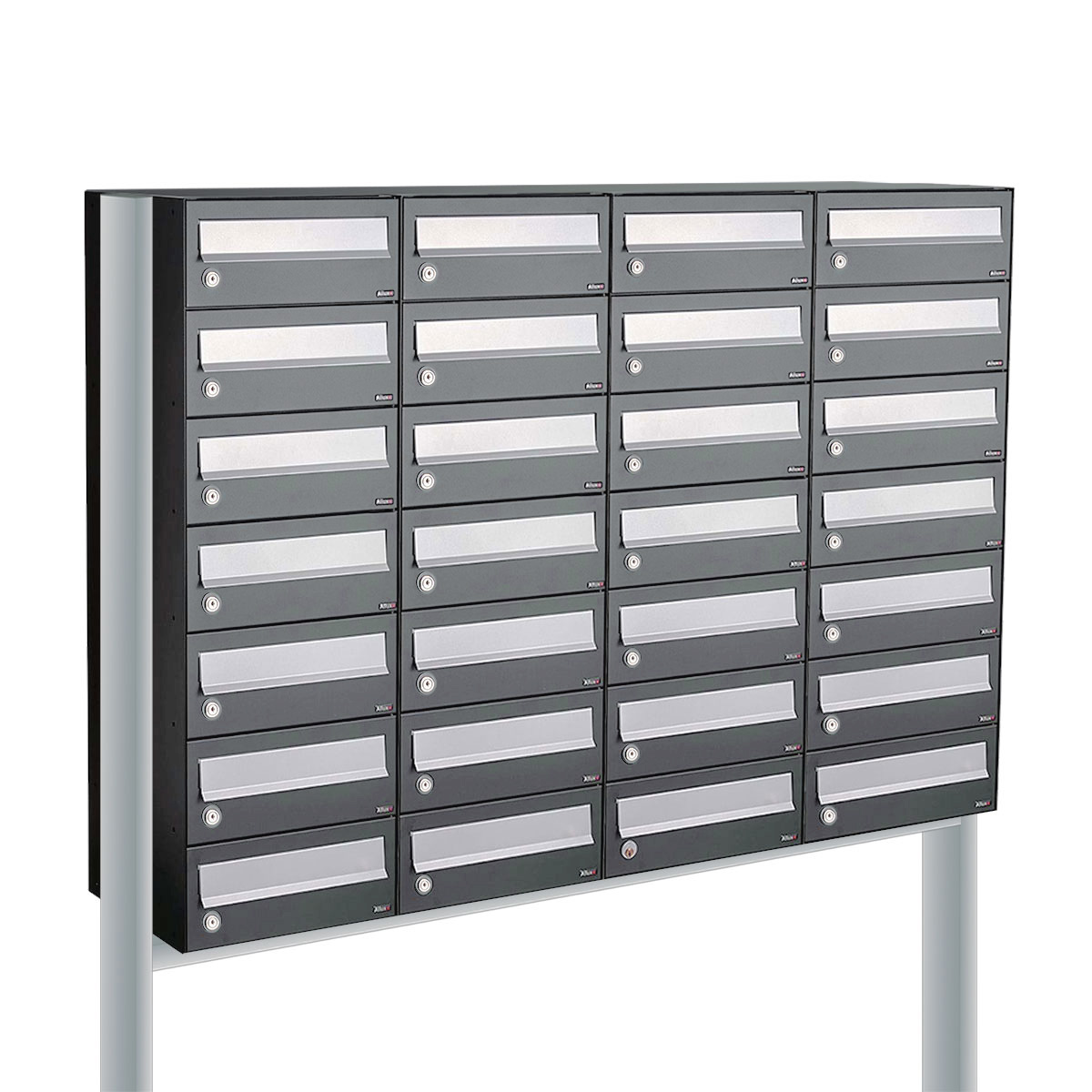 Postkastunit Hive set Antraciet 4-breed x 7-hoog met statief - 40030065_4x7s - Deurbeslag-en-meer.nl