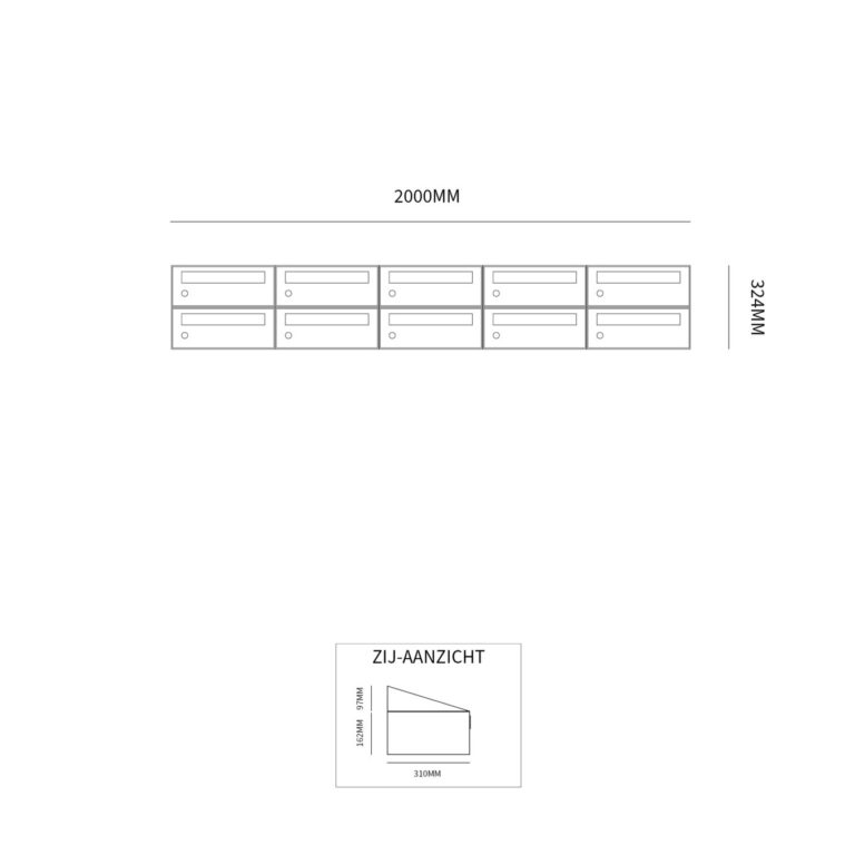 Postkastunit Hive set Antraciet 5-breed x 2-hoog - 40030065_5x2 - Deurbeslag-en-meer.nl