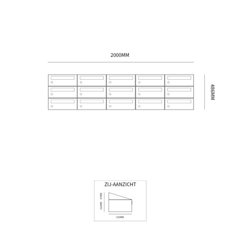 Postkastunit Hive set Antraciet 5-breed x 3-hoog - 40030065_5x3 - Deurbeslag-en-meer.nl