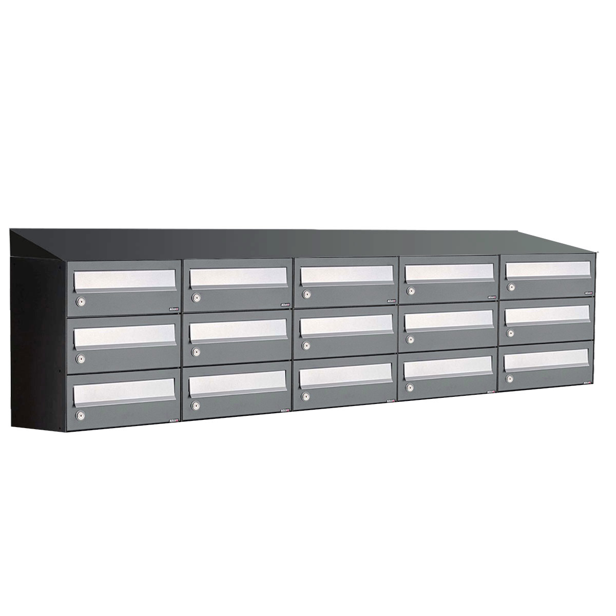 Postkastunit Hive set Antraciet 5-breed x 3-hoog met dak - 40030065_5x3d - Deurbeslag-en-meer.nl