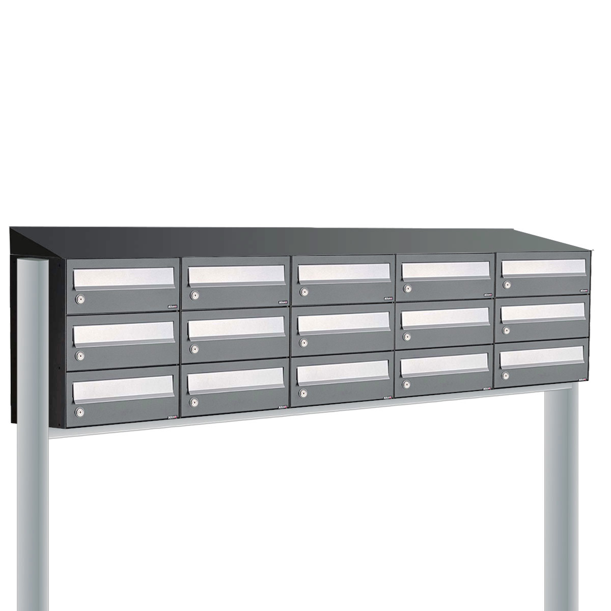 Postkastunit Hive set Antraciet 5-breed x 3-hoog met dak en statief - 40030065_5x3ds - Deurbeslag-en-meer.nl