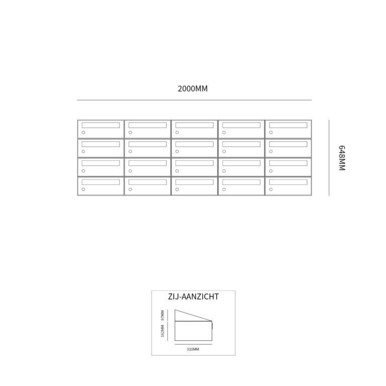 Postkastunit Hive set Antraciet 5-breed x 4-hoog - 40030065_5x4 - Deurbeslag-en-meer.nl