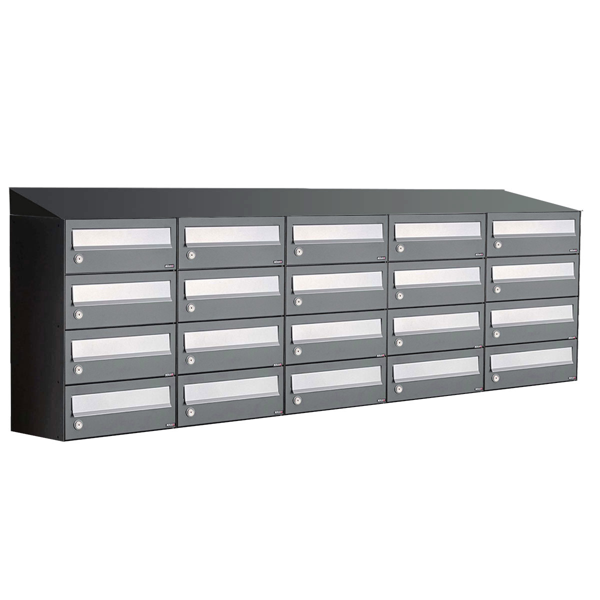 Postkastunit Hive set Antraciet 5-breed x 4-hoog met dak - 40030065_5x4d - Deurbeslag-en-meer.nl