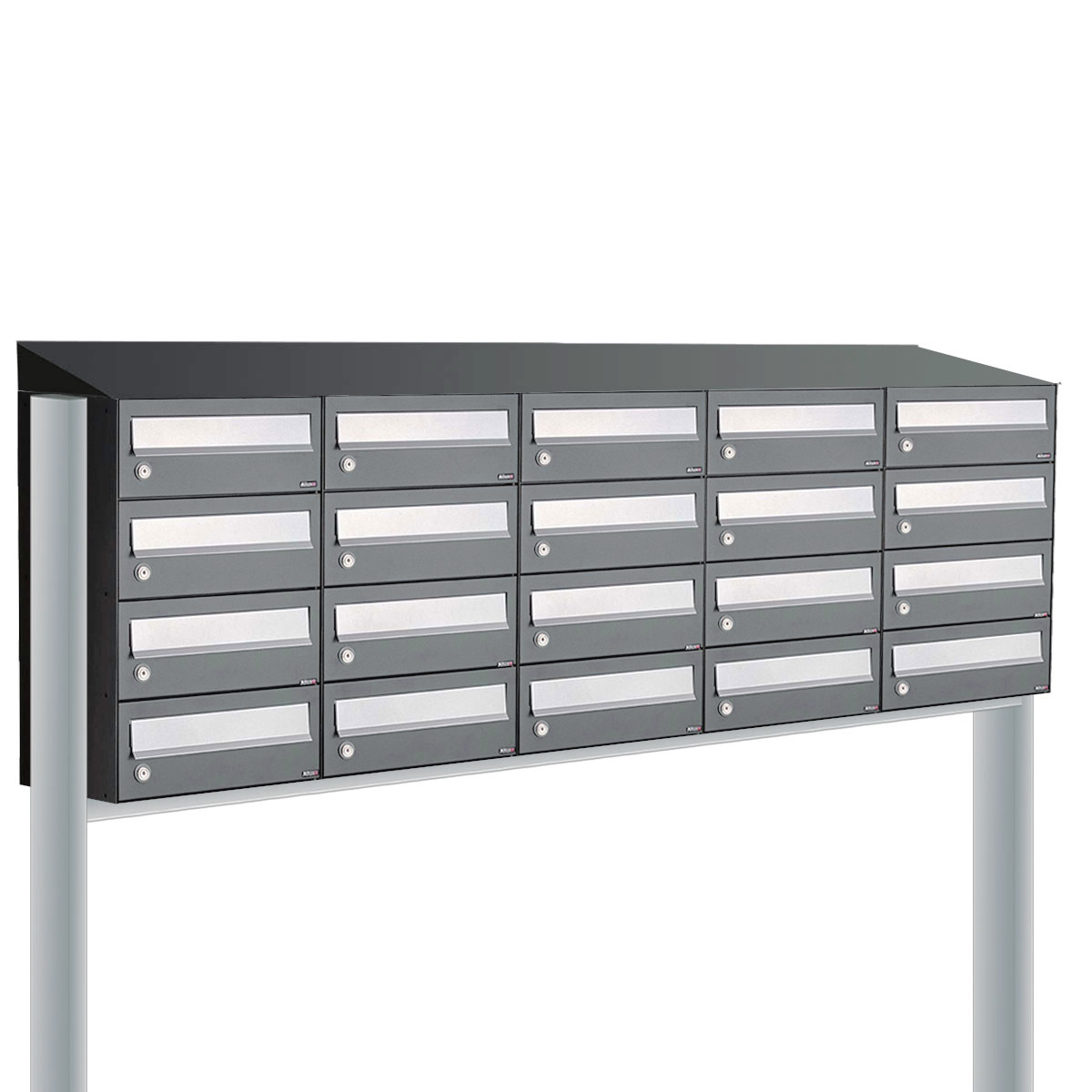 Postkastunit Hive set Antraciet 5-breed x 4-hoog met dak en statief - 40030065_5x4ds - Deurbeslag-en-meer.nl