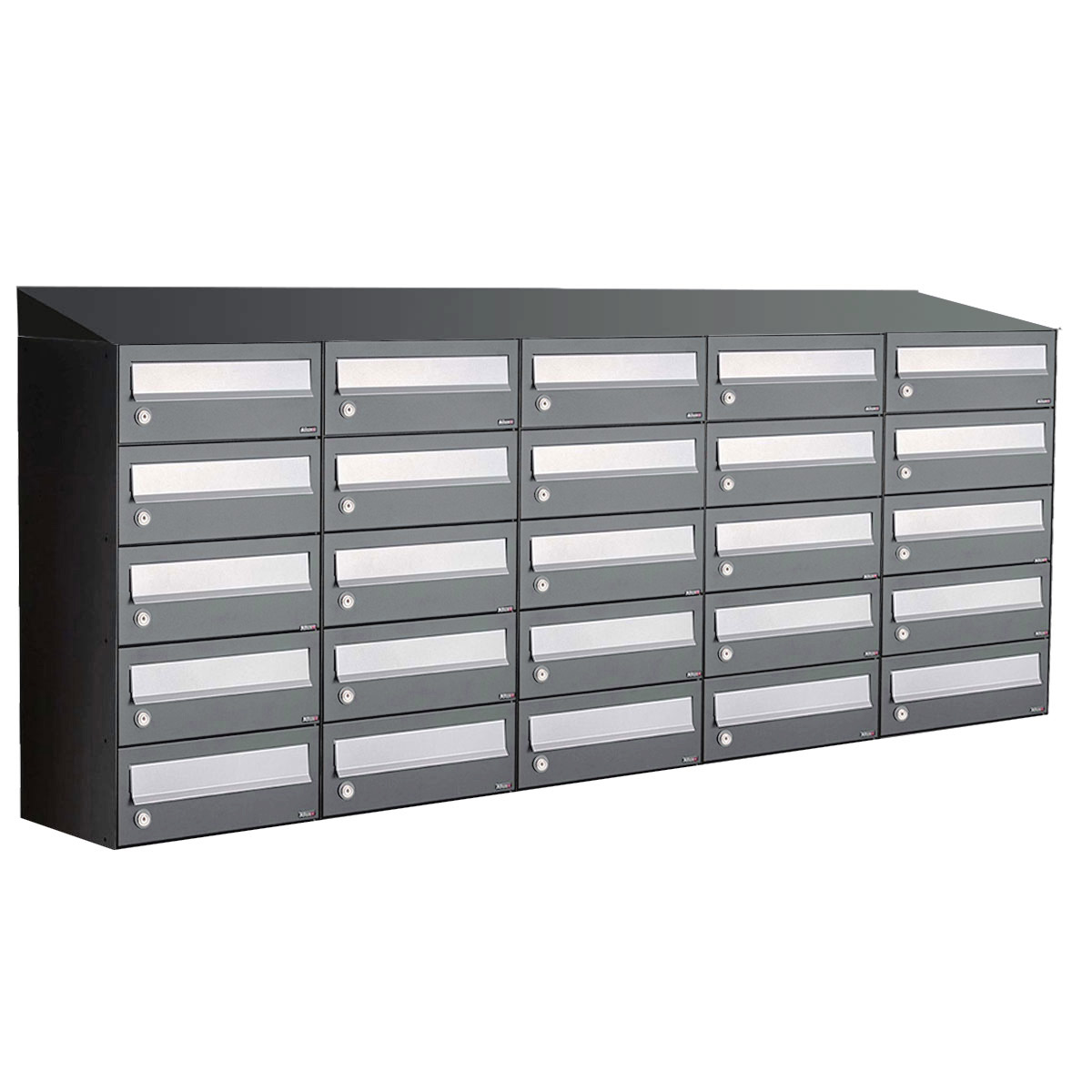 Postkastunit Hive set Antraciet 5-breed x 5-hoog met dak - 40030065_5x5d - Deurbeslag-en-meer.nl