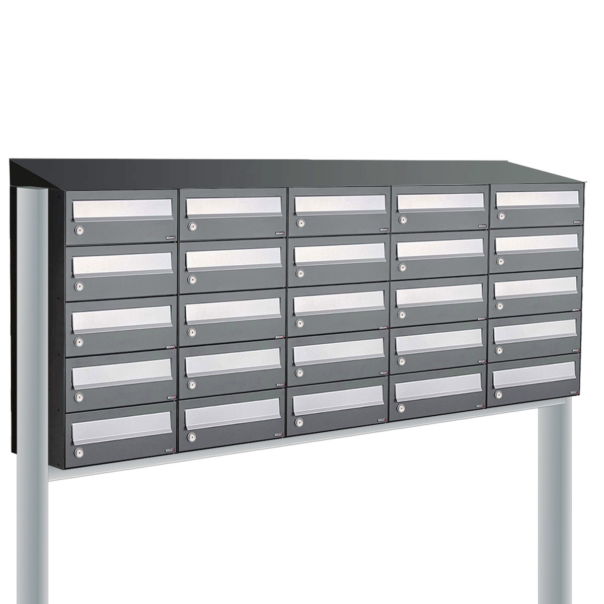 Postkastunit Hive set Antraciet 5-breed x 5-hoog met dak en statief - 40030065_5x5ds - Deurbeslag-en-meer.nl