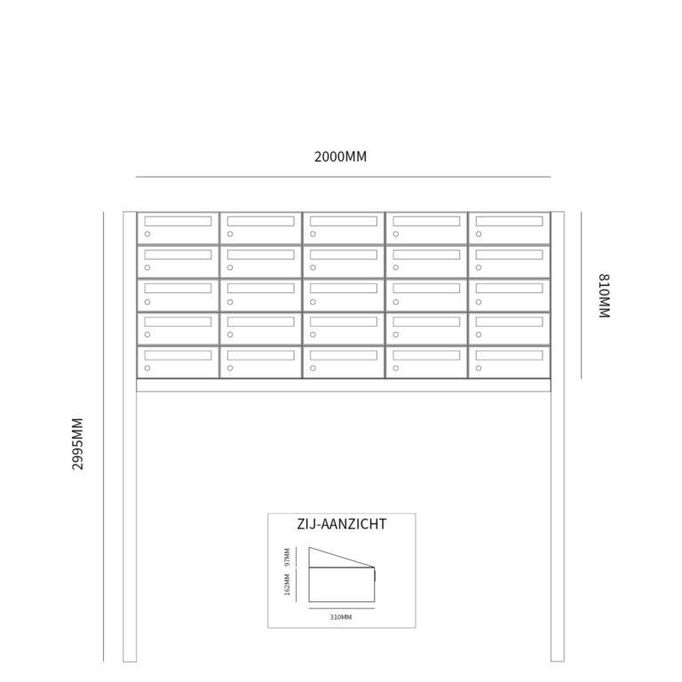 Postkastunit Hive set Antraciet 5-breed x 5-hoog met statief - 40030065_5x5s - Deurbeslag-en-meer.nl