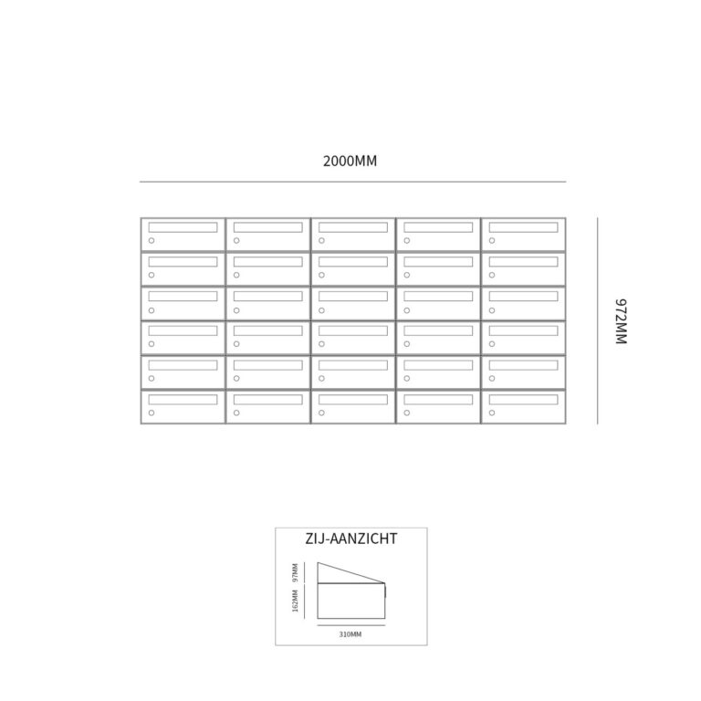 Postkastunit Hive set Antraciet 5-breed x 6-hoog - 40030065_5x6 - Deurbeslag-en-meer.nl