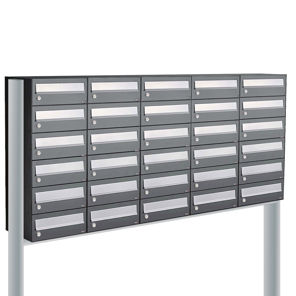 Postkastunit Hive set Antraciet 5-breed x 6-hoog met statief - 40030065_5x6s - Deurbeslag-en-meer.nl