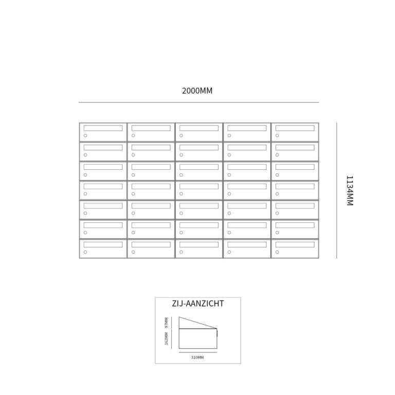 Postkastunit Hive set Antraciet 5-breed x 7-hoog - 40030065_5x7 - Deurbeslag-en-meer.nl