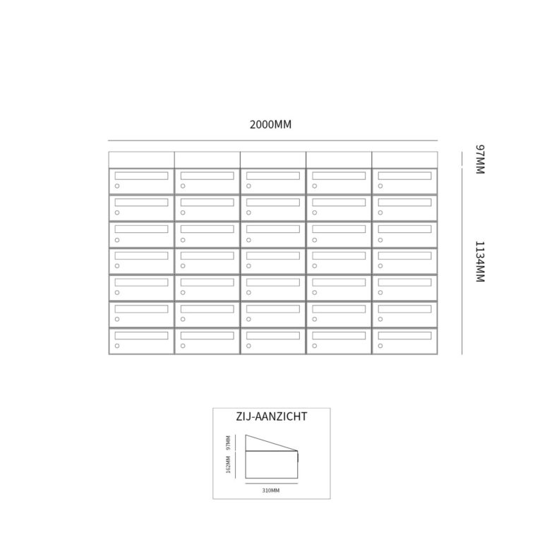 Postkastunit Hive set Antraciet 5-breed x 7-hoog met dak - 40030065_5x7d - Deurbeslag-en-meer.nl