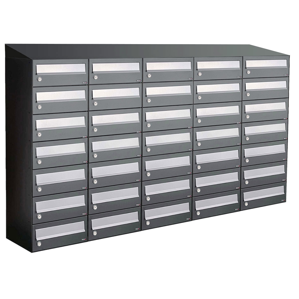 Postkastunit Hive set Antraciet 5-breed x 7-hoog met dak - 40030065_5x7d - Deurbeslag-en-meer.nl