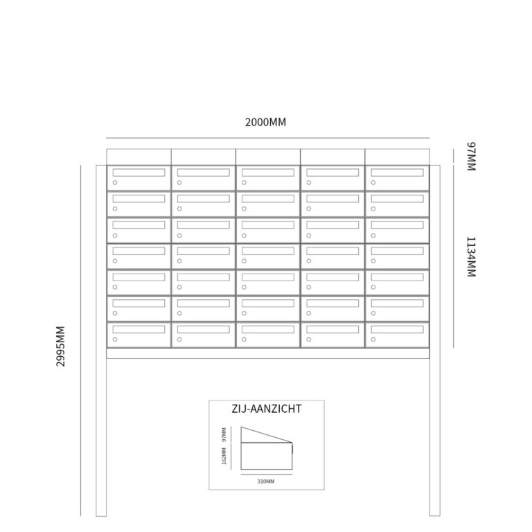 Postkastunit Hive set Antraciet 5-breed x 7-hoog met dak en statief - 40030065_5x7ds - Deurbeslag-en-meer.nl