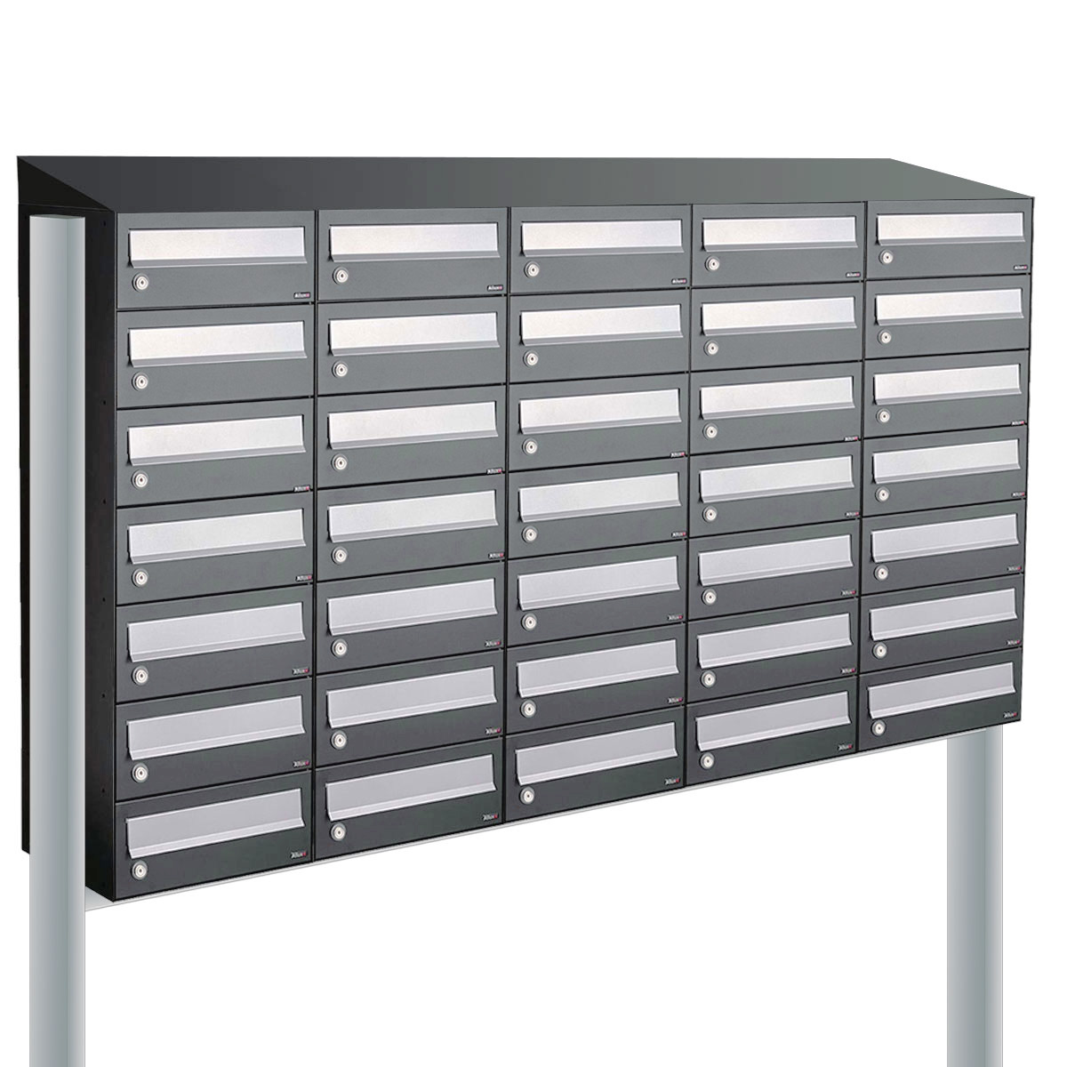 Postkastunit Hive set Antraciet 5-breed x 7-hoog met dak en statief - 40030065_5x7ds - Deurbeslag-en-meer.nl