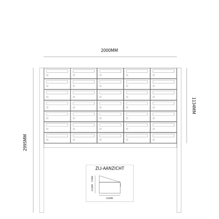 Postkastunit Hive set Antraciet 5-breed x 7-hoog met statief - 40030065_5x7s - Deurbeslag-en-meer.nl