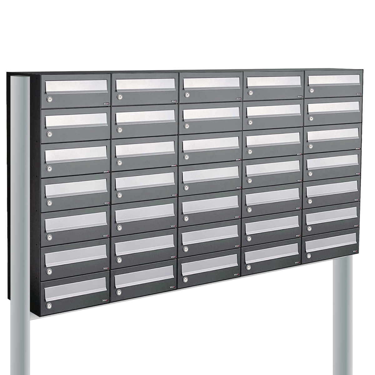 Postkastunit Hive set Antraciet 5-breed x 7-hoog met statief - 40030065_5x7s - Deurbeslag-en-meer.nl