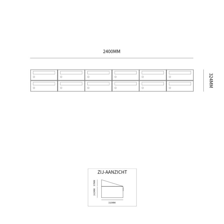 Postkastunit Hive set Antraciet 6-breed x 2-hoog - 40030065_6x2 - Deurbeslag-en-meer.nl