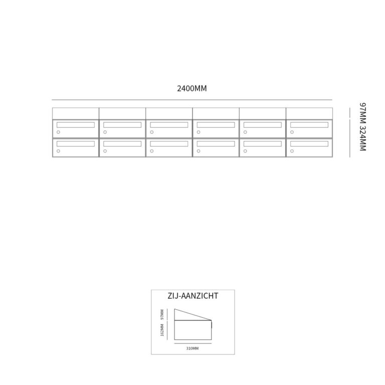 Postkastunit Hive set Antraciet 6-breed x 2-hoog met dak - 40030065_6x2d - Deurbeslag-en-meer.nl