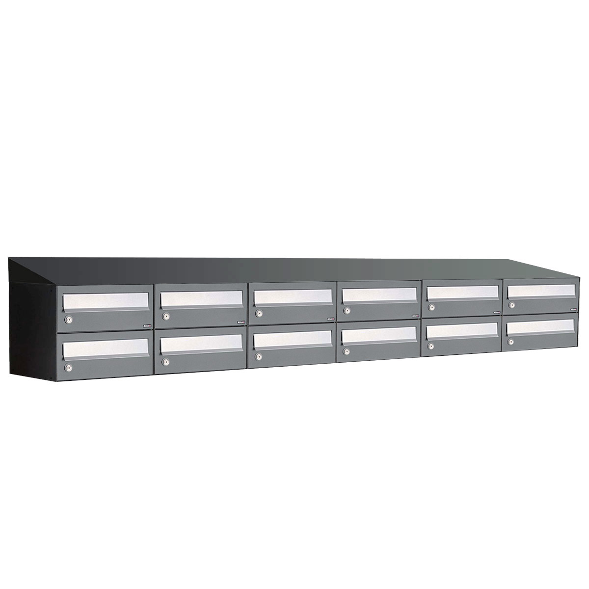 Postkastunit Hive set Antraciet 6-breed x 2-hoog met dak - 40030065_6x2d - Deurbeslag-en-meer.nl