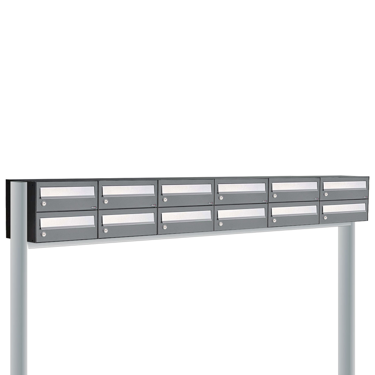 Postkastunit Hive set Antraciet 6-breed x 2-hoog met statief - 40030065_6x2s - Deurbeslag-en-meer.nl