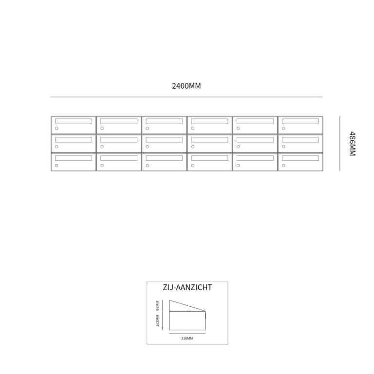 Postkastunit Hive set Antraciet 6-breed x 3-hoog - 40030065_6x3 -Deurbeslag-en-meer.nl