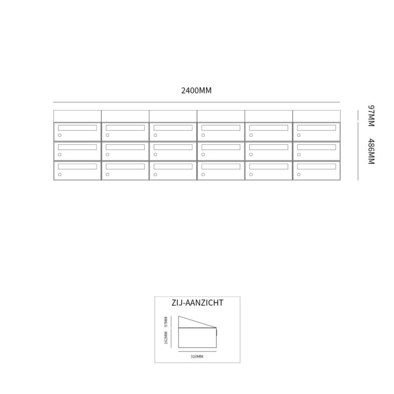 Postkastunit Hive set Antraciet 6-breed x 3-hoog met dak - 40030065_6x3d - Deurbeslag-en-meer.nl