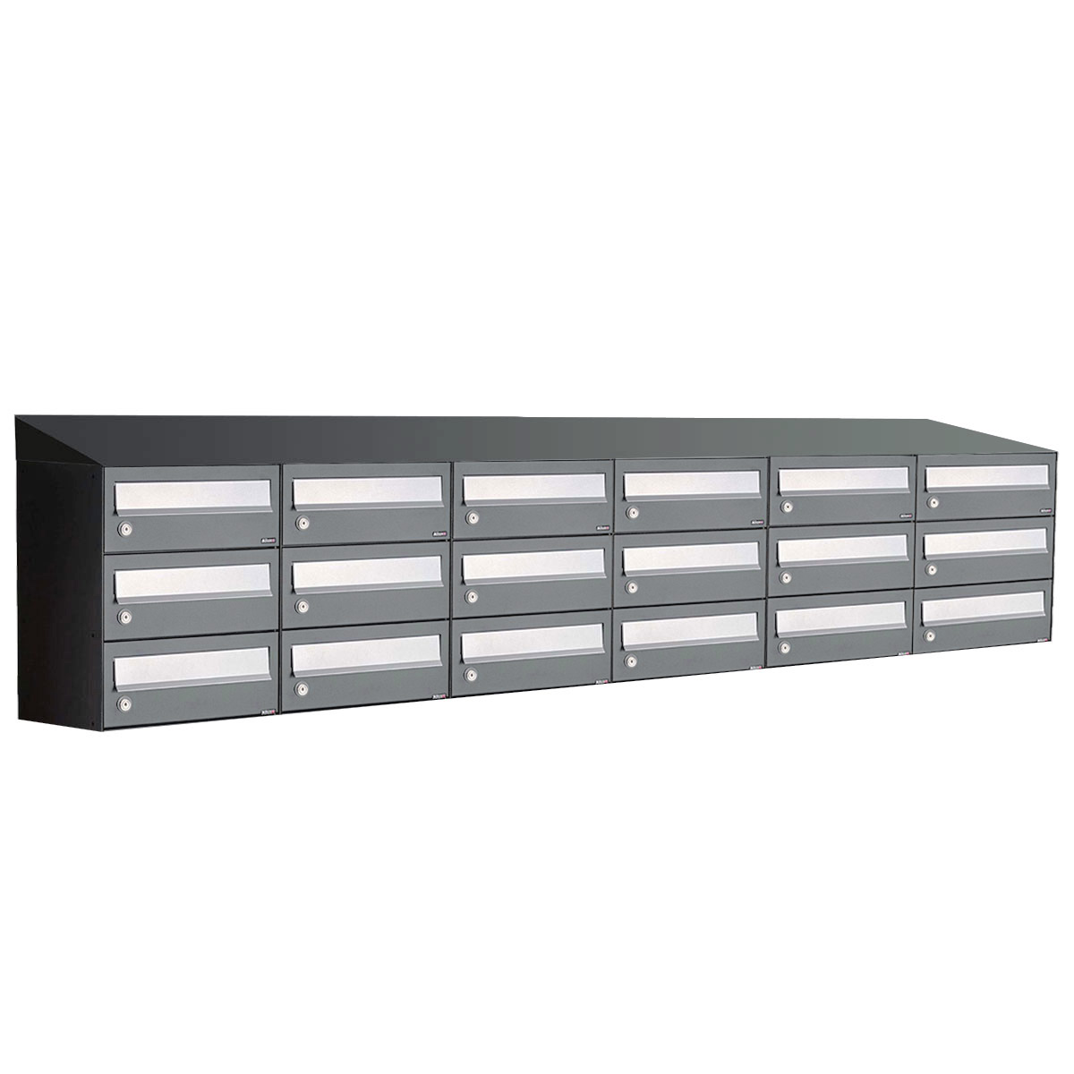 Postkastunit Hive set Antraciet 6-breed x 3-hoog met dak - 40030065_6x3d - Deurbeslag-en-meer.nl