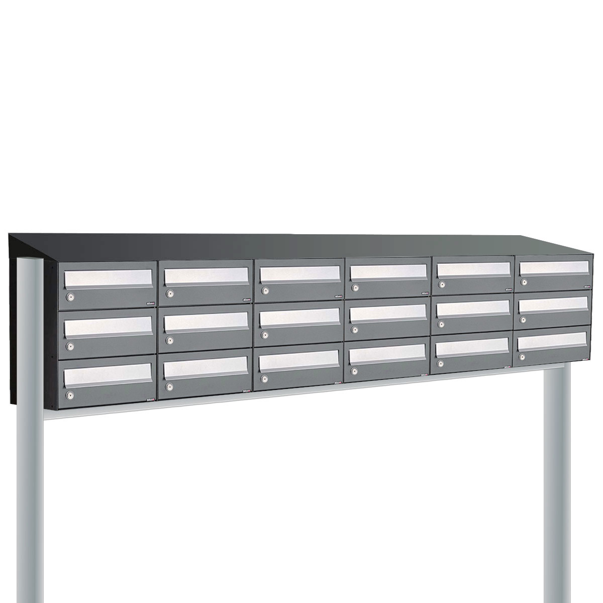 Postkastunit Hive set Antraciet 6-breed x 3-hoog met dak en statief - 40030065_6x3ds - Deurbeslag-en-meer.nl