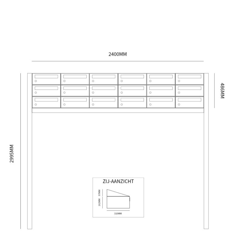 Postkastunit Hive set Antraciet 6-breed x 3-hoog met statief - 40030065_6x3s - Deurbeslag-en-meer.nl