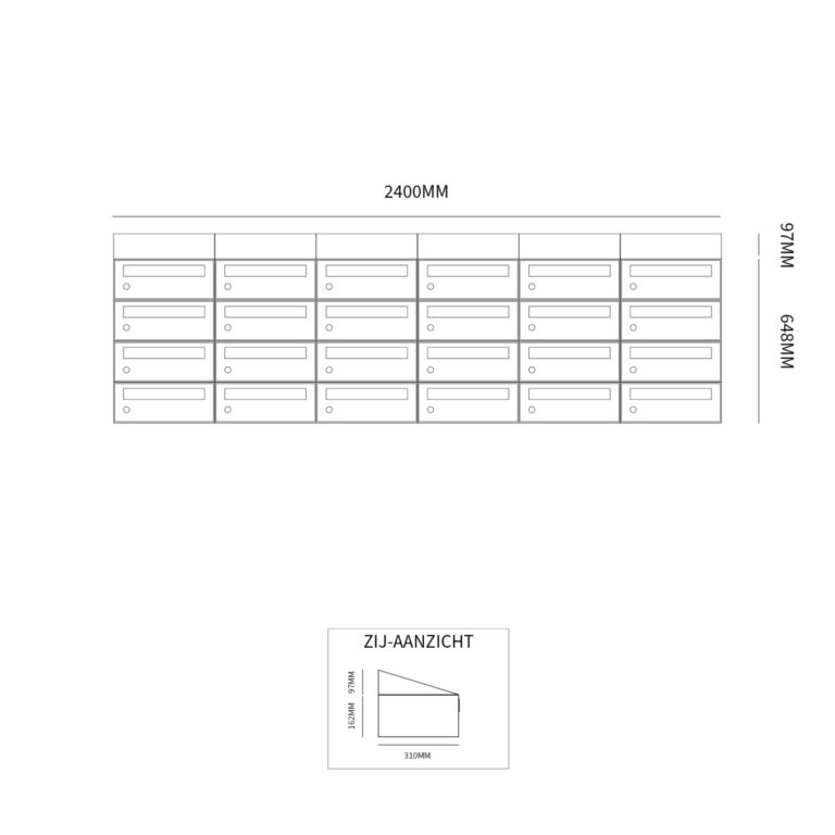 Postkastunit Hive set Antraciet 6-breed x 4-hoog met dak - 40030065_6x4d - Deurbeslag-en-meer.nl