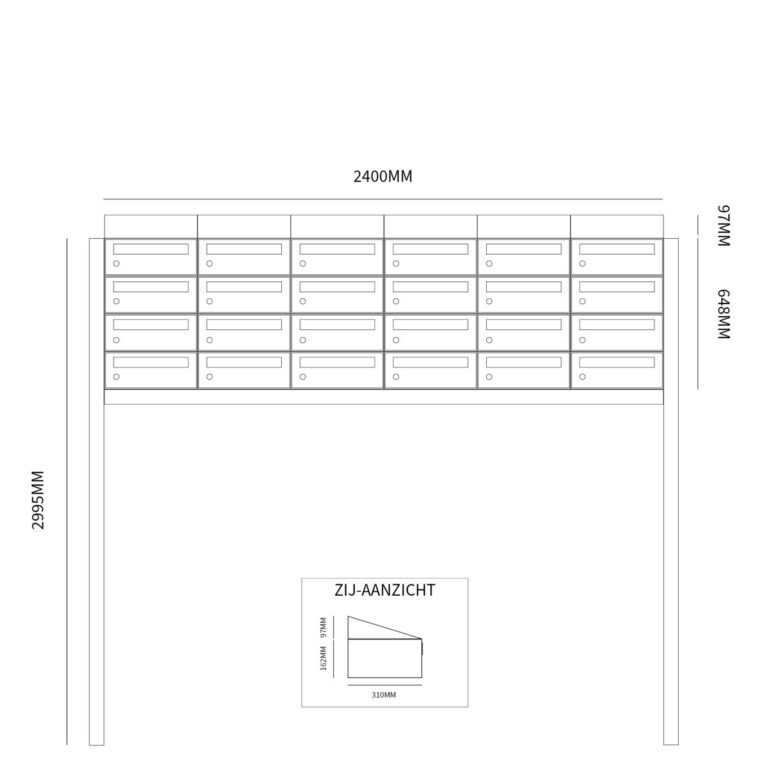 Postkastunit Hive set Antraciet 6-breed x 4-hoog met dak en statief - 40030065_6x4ds - Deurbeslag-en-meer.nl