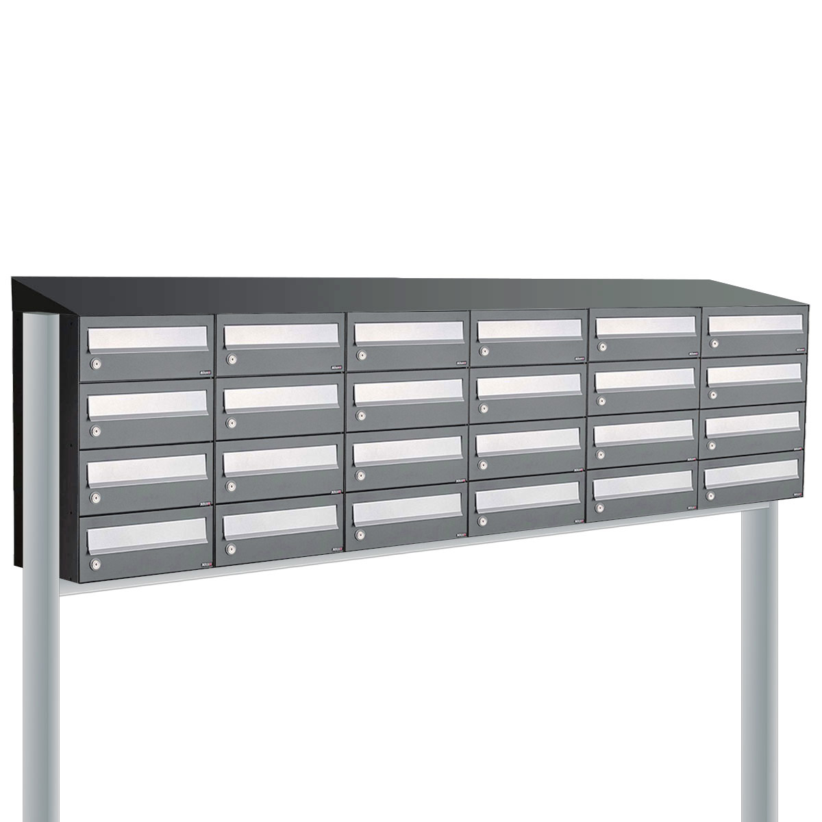 Postkastunit Hive set Antraciet 6-breed x 4-hoog met dak en statief - 40030065_6x4ds - Deurbeslag-en-meer.nl