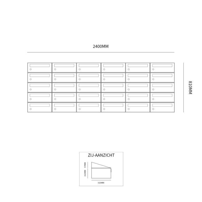 Postkastunit Hive set Antraciet 6-breed x 5-hoog - 40030065_6x5 - Deurbeslag-en-meer.nl