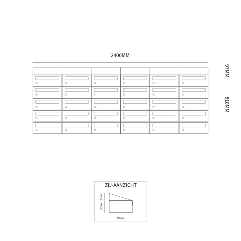 Postkastunit Hive set Antraciet 6-breed x 5-hoog met dak - 40030065_6x5d - Deurbeslag-en-meer.nl